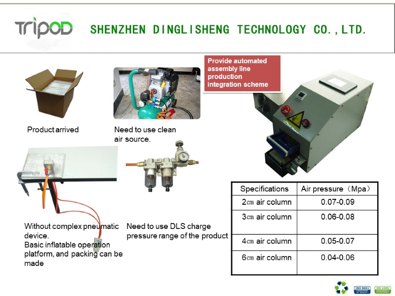 Product arrived Need to use DLS charge pressure range of the product Need to
